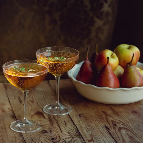 Danielle Kartes' Double Chocolate Layer Cake with Marshmallow Spider Webs & Apple Cider French 75