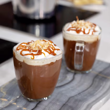 Katie Stilo's Tiramisu Hot Chocolate, Pistachio White Hot Chocolate & Salted Caramel Hot Chocolate