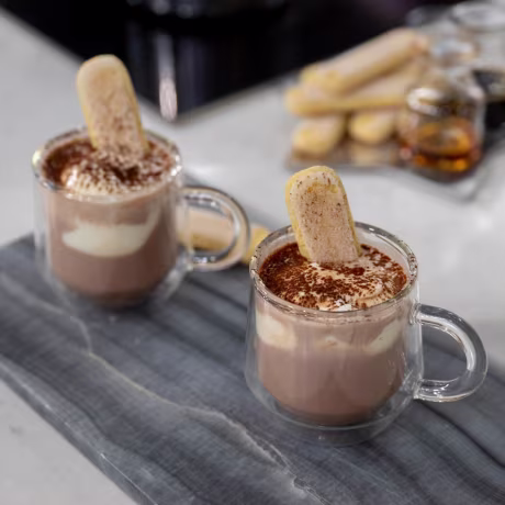 Katie Stilo's Tiramisu Hot Chocolate, Pistachio White Hot Chocolate & Salted Caramel Hot Chocolate