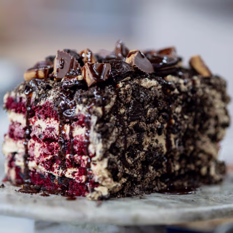 Richard Ingraham's Peanut Butter Oreo Red Velvet Cake