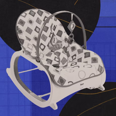 Photo illustration of a Fisher Price Infant to Newborn Rocker, and Savannah Savage, a baby who died while sleeping in a rocker.