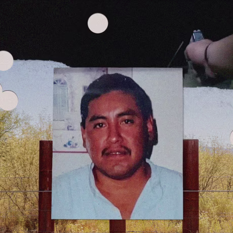 Photo illustration of Raymond Mattia, a Native American man who was fatally shot by Border Patrol near the Arizona border with Mexico; body camera footage during the moment Mattia was shot.