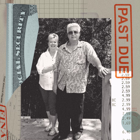 Photo illustration of Lucy Haverfield and her late husband