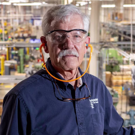 Rick Huether in factory