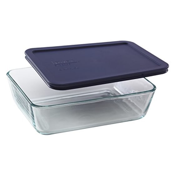 Pyrex Simply Store Glass Food Container Set with Blue Lids (10-Piece)