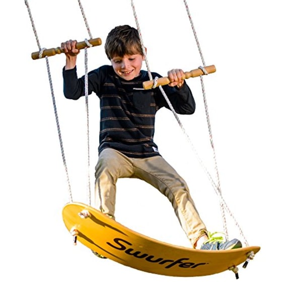 Swurfer - the Original Stand Up Surfing Swing - Curved Maple Wood Board To Easily Surf The Air