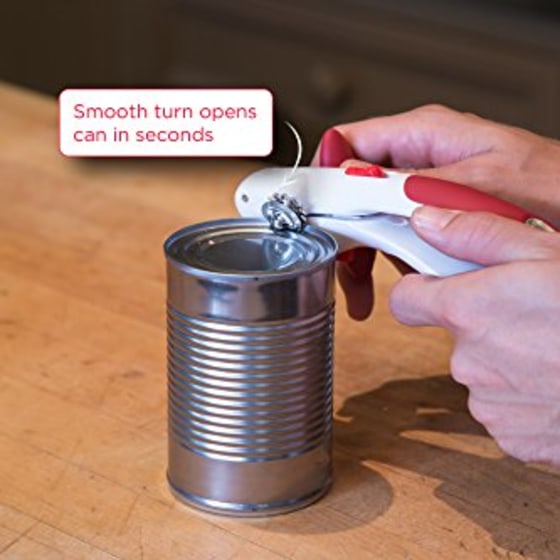 iMustech Can opener Manual 4 in 1 Food-Safe Stainless Steel Can Openers for Seniors with 2 extra Ultra Sharp Blades Premium Bottle Opener with Slip Handles and Smooth Edge 