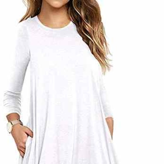 Unbranded Women's Long Sleeve Pocket Casual Loose T-Shirt Dress at  Women’s Clothing store
