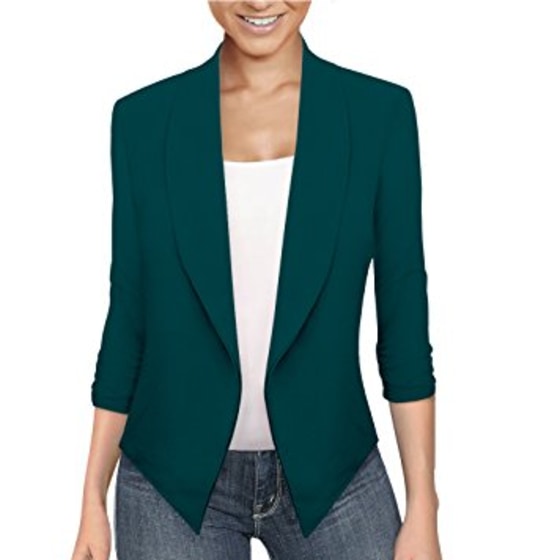 Womens Long Sleeve Graffiti/Leopard Print Jackets Blazer Single Button Open Front Cardigan Without Pocket Coat 