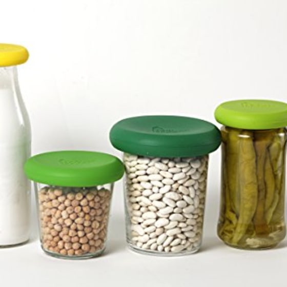 Farberware Food Huggers Reusable Silicone Food Savers, Set of 4, Fresh Greens