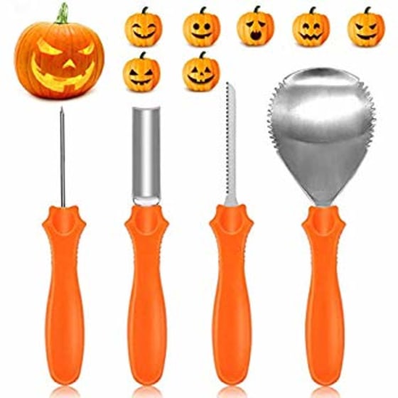 Upgrade 9 Pieces Halloween Pumpkin Carving Tools Set with Soft Grip Rubber Handle Stainless Steel Masters Carving Kit with Zipper Bag for Halloween Pumpkin Lanterns GoStock Pumpkin Carving Kit