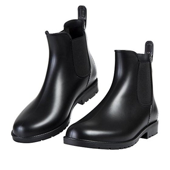 Asgard Women&#039;s Short Rain Boots Waterproof Black Elastic Slip On Ankle Booties B34