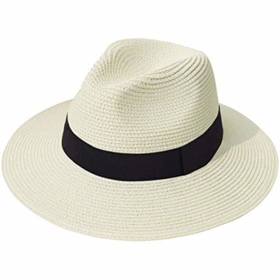 Fedora Trilby Hat for Vacation Straw Hats for Women Men Foldable Roll Up Short Brim Summer Sun Panama Beach Hat UPF 50 