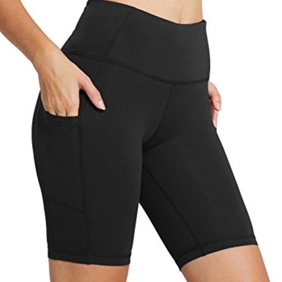 Bike Shorts Women high Waist Hessimy Womens High Waist Workout Yoga Running Compression Shorts Tummy Control Side Pockets 