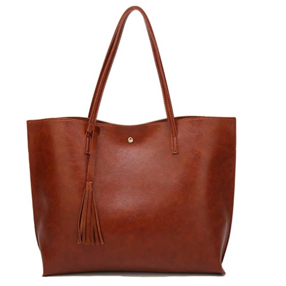 Women Fashion Soft Faux Leather Handbags Tote Bag Solid Color Shoulder Bag Handle Satchel Purse 
