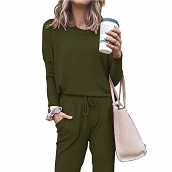 PRETTYGARDEN Women’s Causal Two Piece Outfit Long Pant Sweatsuit Off Shoulder High Waist Loungewear Tracksuits With Pockets 
