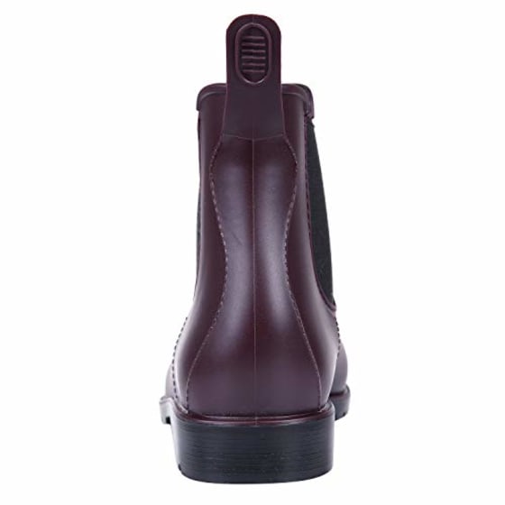 Women&#039;s Ankle Rain Boots Waterproof Chelsea Boots, Wine Red, 12