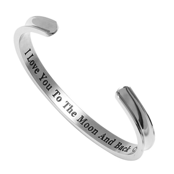 LIUANAN Bangle Bracelets for Women Men Birthday Gifts for Her He Stainless Steel Silver Cuff Bangle Personalized Mantra Inspirational Daily Reminder