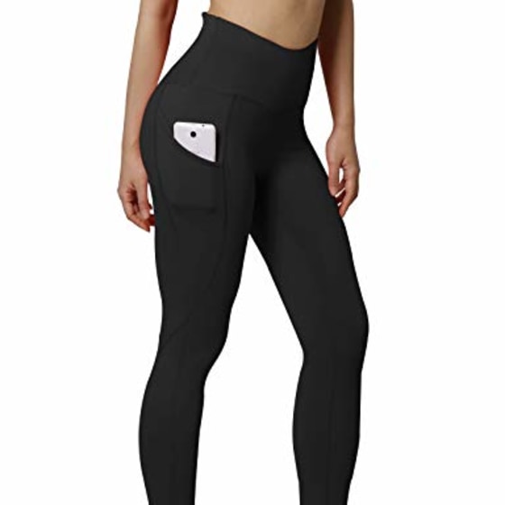 ODODOS Women's High Waisted Yoga Capris with Pockets,Tummy Control Non See  Through Workout Sports Running Capri Leggings