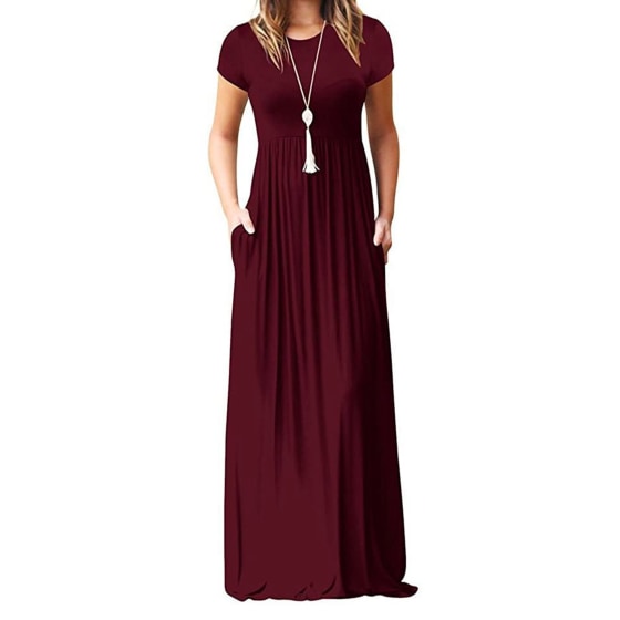 Viishow Short-sleeve Maxi Dress with Pockets