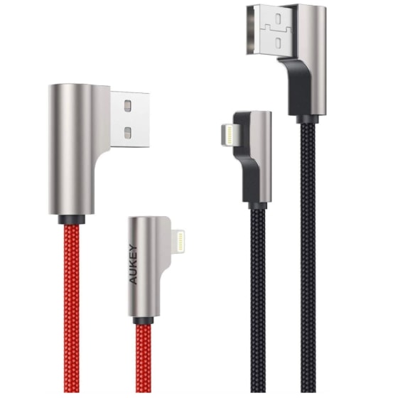 Aukey Right Angle Lightning Cable for iPhone (Two-Pack)
