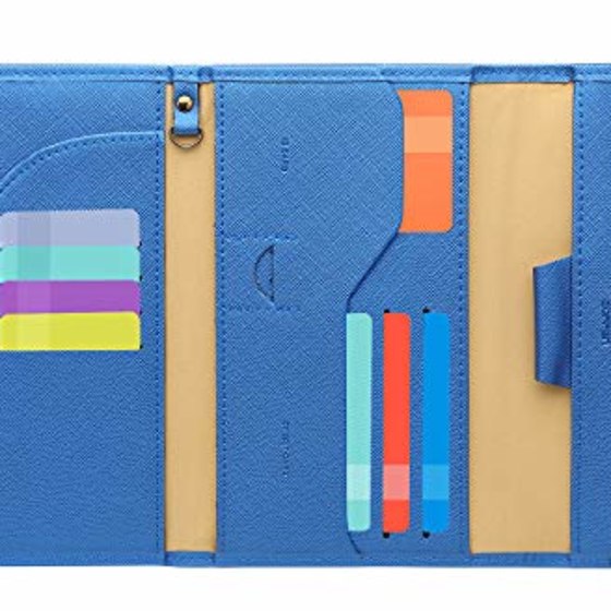 FRODOTGV Blue Vertical Stripes Small Card Organizer Wallet Womens Riskfree  RFID Wallet Leather Zip Credit Card Slots for Travel
