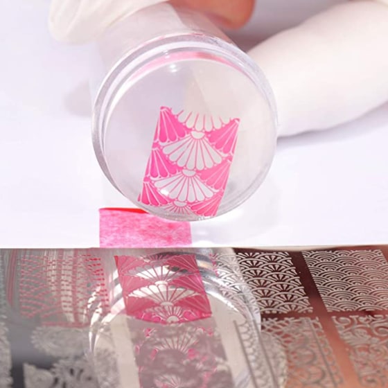 Nail Art Stamper, Clear Silicone Stamping Jelly with Scraper, Transparent Visible Body, No Misplacement for DIY Nail Decor (Clear)
