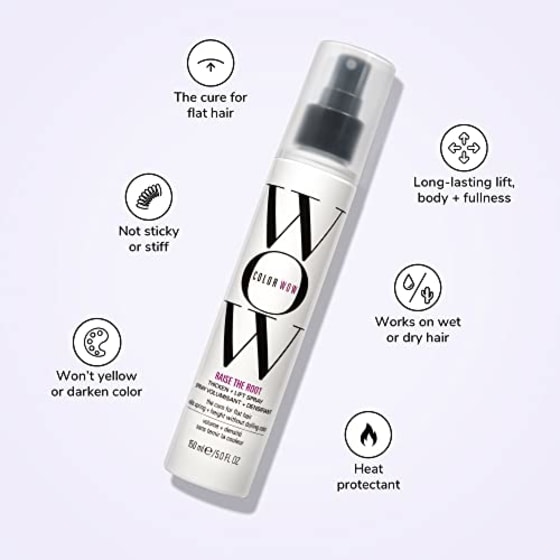 Color Wow Raise the Root Thicken + Lift Spray - All-day root lift + volume on wet or dry hair; never sticky or stiff; non yellowing; heat protection; for all hair types, especially fine, flat hair