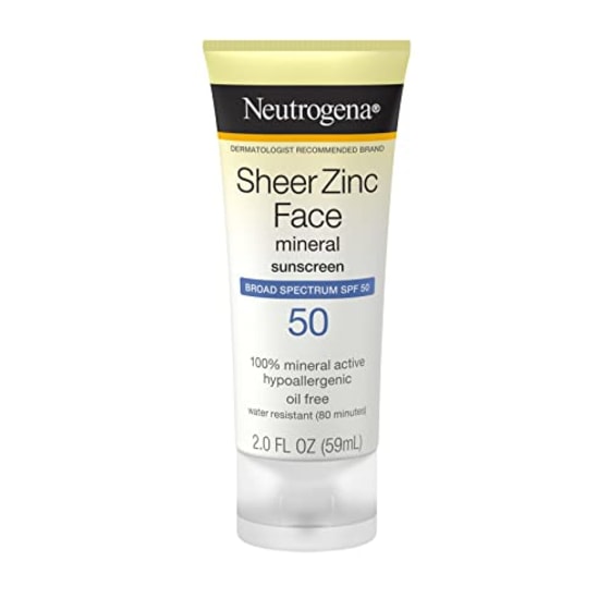 Neutrogena Sheer Zinc Oxide Dry-Touch Face Sunscreen with Broad Spectrum SPF 50, Oil-Free, Non-Comedogenic &amp; Non-Greasy Mineral Sunscreen, 2 fl. oz