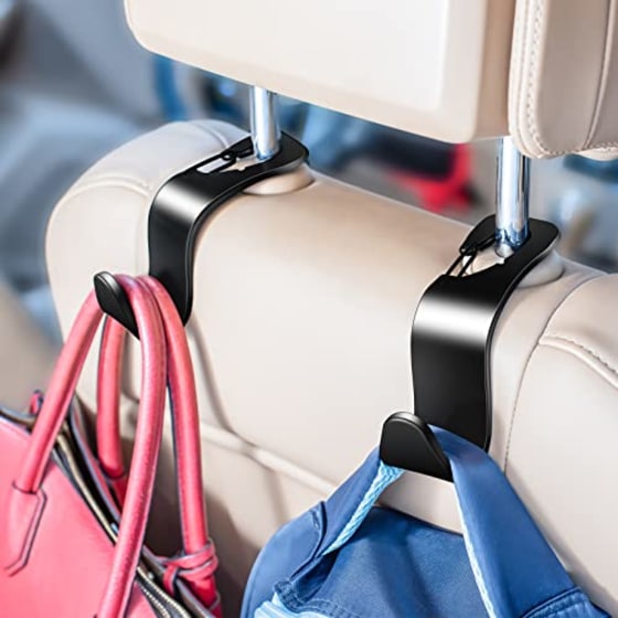 4 Pack Vehicle Back Seat Headrest Hook Hanger for Purse Grocery Bag Handbag