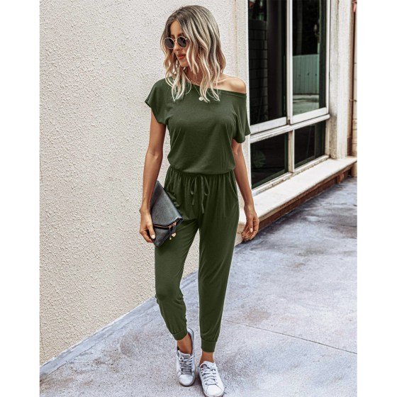 Flight attendants love this $38 comfy off-the-shoulder jumpsuit