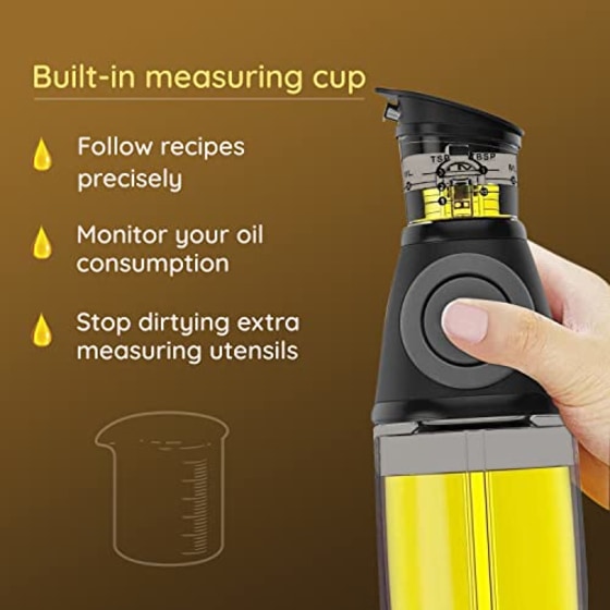 Olive Oil Dispenser - Oil Dispenser Bottle for Kitchen, Oil and Vinegar Dispenser Set, Olive Oil Bottles for Kitchen - Coffee Syrup Dispenser, Mouthwash Dispenser, 2 Pack (Glass Bottles)