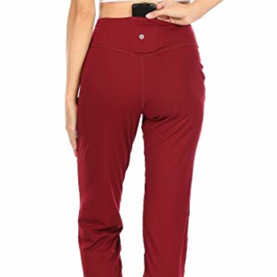 Leggings Depot JYL19-BURGUNDY-XL ActiveFlex Slim-fit Joggers with Pockets, XL