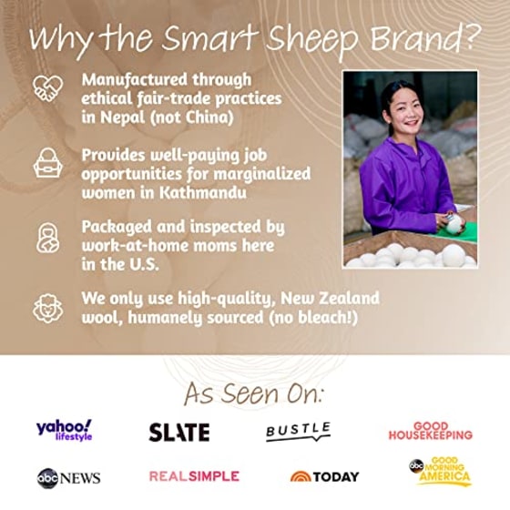 Wool Dryer Balls by Smart Sheep (Pack of 6)