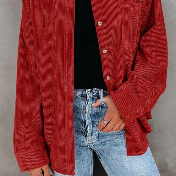 Long Sleeve Corduroy Blouse