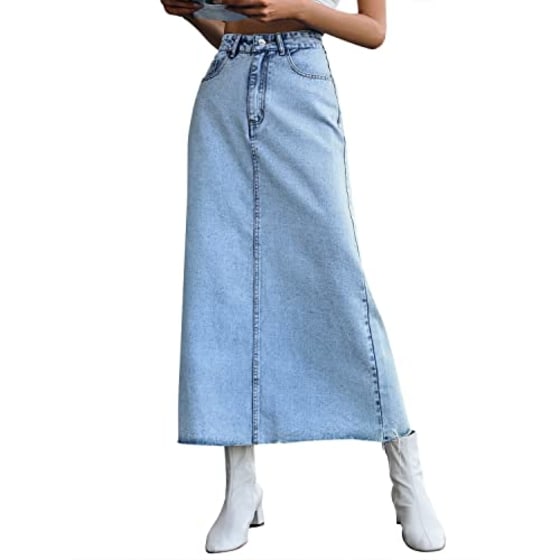 Elstaroa High-Waisted Denim Jean Skirt