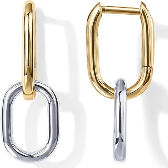14K Two-Toned Convertible Link Earrings