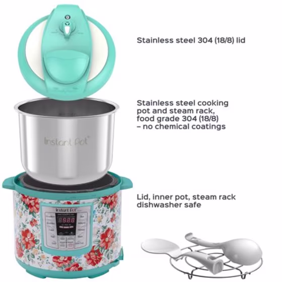 Instant Pot Pioneer Woman LUX60 Vintage Floral 6 Qt 6-in-1 Multi-Use Programmable Pressure Cooker, Slow Cooker, Rice Cooker, Saute, Steamer, and Warmer