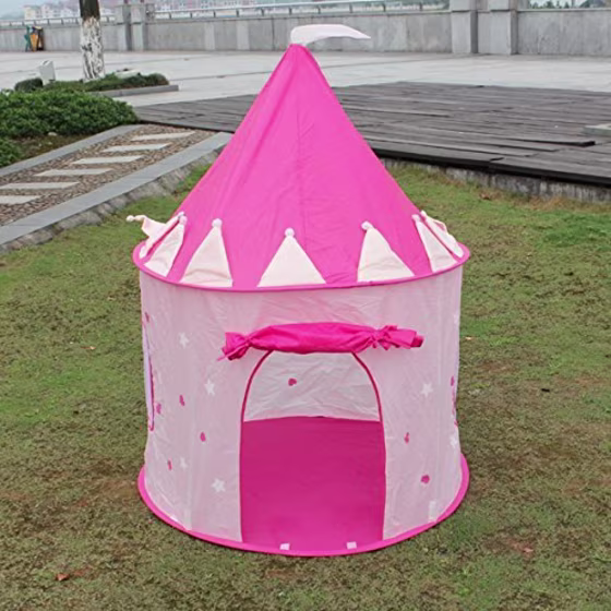 Fox Print Princess Castle Play Tent with Glow in The Dark Stars, conveniently Folds in to a Carrying Case, Your Kids Will Enjoy This Foldable Pop Up Pink Play Tent/House Toy for Indoor & Outdoor Use
