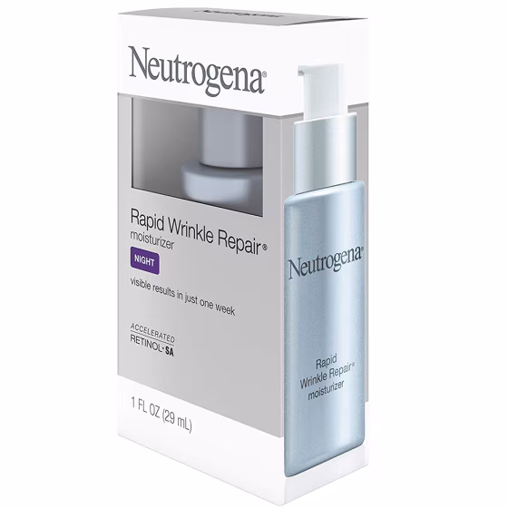 Neutrogena Rapid Wrinkle Repair Accelerated Hyaluronic Acid Retinol Night Cream Face Moisturizer, Anti Wrinkle Face Cream & Neck Cream with Hyaluronic Acid, Retinol & Glycerin, 1 fl. oz