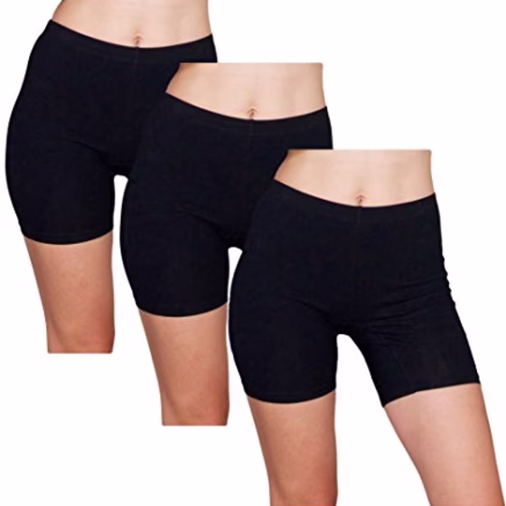 Emprella Slip Shorts  3-Pack Black Bike Shorts  Cotton Spandex Stretch Boyshorts For Yoga,Black,Small