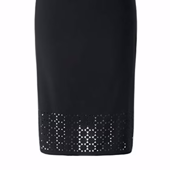 Chicwe Women's Plus Size Black Texture Stretch Pencil Skirt with Laser-Cut Black 4X