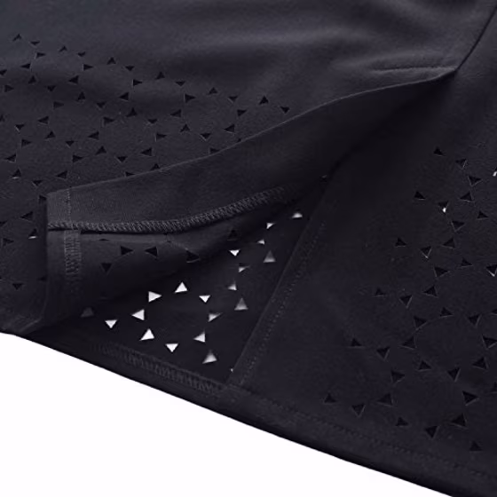 Chicwe Women's Plus Size Black Texture Stretch Pencil Skirt with Laser-Cut Black 4X