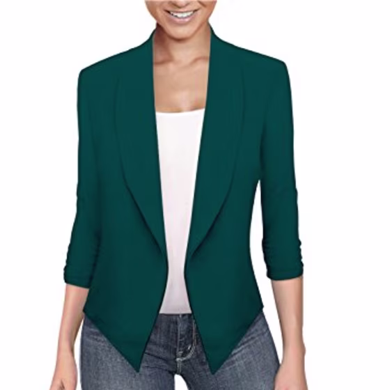 Womens Casual Work Office Open Front Blazer JK1133 Teal S