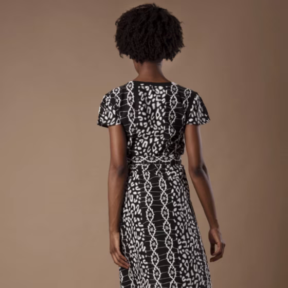 Dalitso Maxi Wrap Dress in Black and White DNA