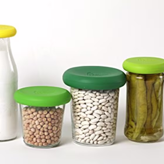 Farberware Food Huggers Reusable Silicone Food Savers, Set of 4, Fresh Greens