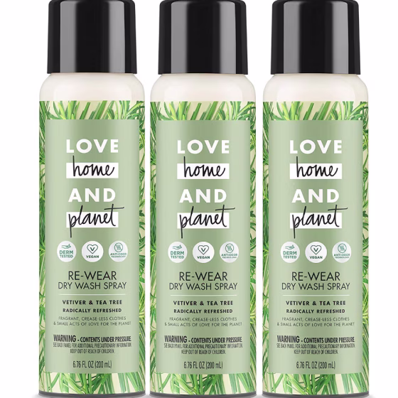 Love Home and Planet Re-Wear Dry Wash Spray 3-Pack
