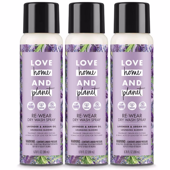 Love Home and Planet Re-Wear Dry Wash Spray 3-Pack