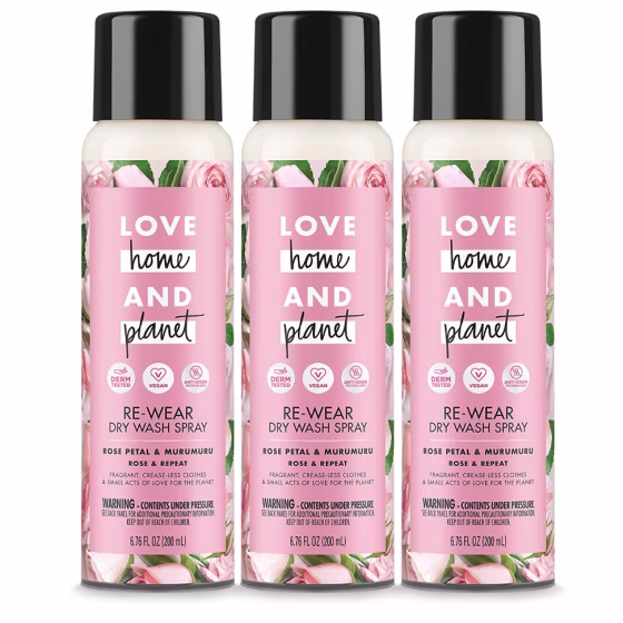 Love Home and Planet Re-Wear Dry Wash Spray 3-Pack