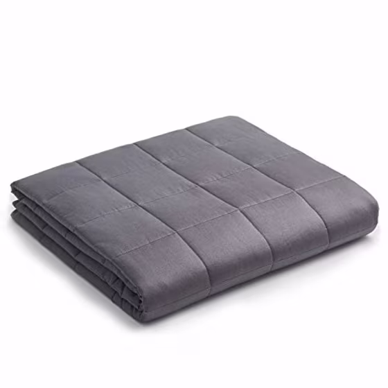 YnM Weighted Blanket (15 lbs, 60''x80'', Queen Size) for People Weigh Around 140lbs | 2.0 Cozy Heavy Blanket | 100% Oeko-Tex Certified Cotton Material with Premium Glass Beads, Dark Grey